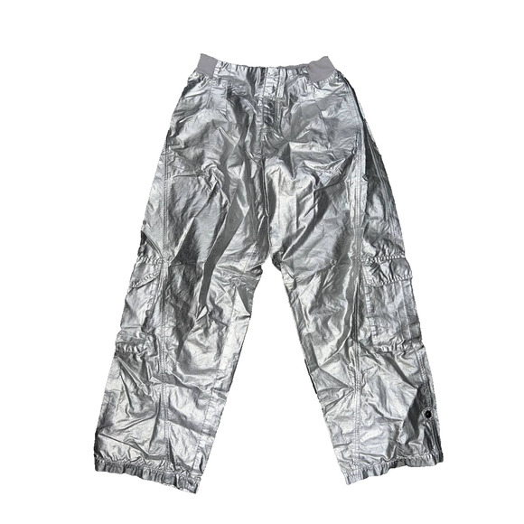 Free People Y2K Pockets Cargo Wide Mesmerize Me Preppy Pants Metallic M A004045 - Picture 5 of 12
